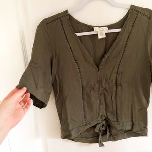 Green Tie Up Blouse